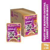 Whiskas Tasty Mix Seafood Cocktail Carrot Gravy Kitten Cat Wet Food