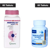 Vetoquinol Merical Pet Briskit DS Calcium Tablets (60) and Virbac Nutrich Multivitamin Tablets (60) for Dogs & Cats Combo