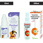 Intas Pomisol Ear Drops (15ml) and Vetoquinol Dermichlor Antibacterial Antifungal Spray (100ml) for Dogs & Cats Combo