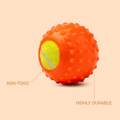 Kibbo Non Toxic Tennis Rubber Ball Chew Toy for Dogs and Cat (Orange)