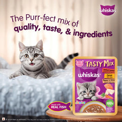 Whiskas Tasty Mix Seafood Cocktail Carrot Gravy Kitten Cat Wet Food