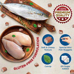 Trixie Premio Trainer Snack Mini Fish Nuggets and Fish and Chicken Rolls Cat Treats Combo