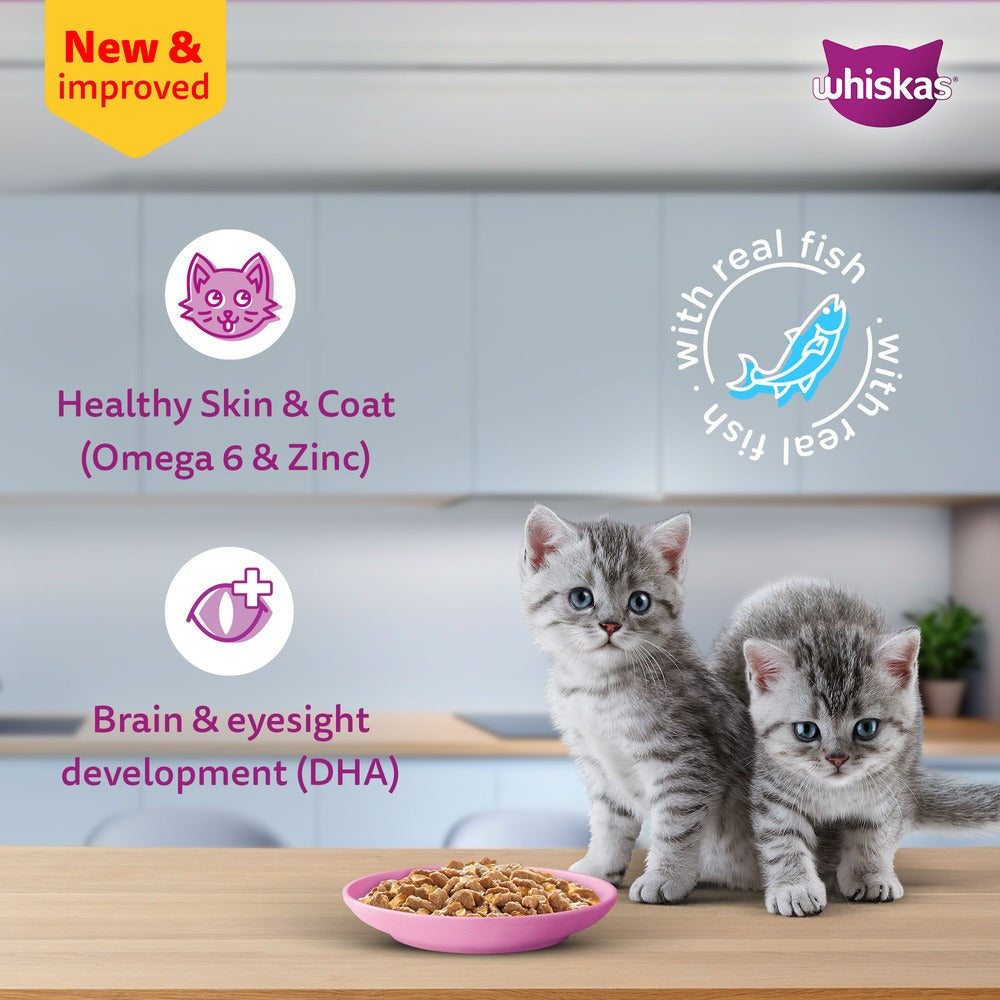 Carniwel Ocean Fish and Krill Dry Food and Whiskas Tuna in Jelly Kitten Cat Wet Food Combo