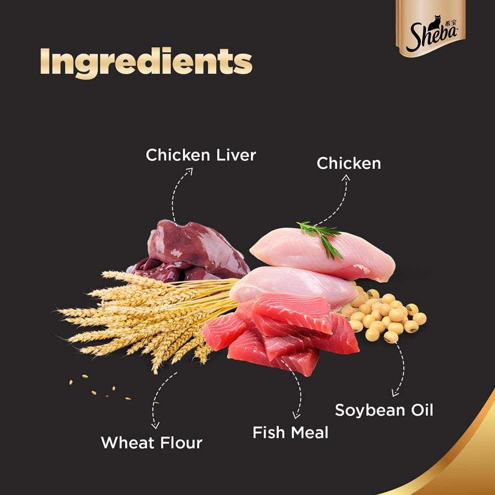 Sheba Chicken Loaf Premium Kitten (2 to 12 Months) Wet Food and Chicken All Life Stage Cat Dry Food Combo