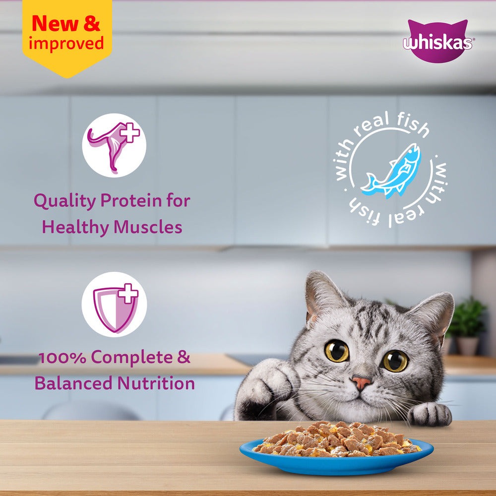 Carniwel Ocean Fish and Krill Dry Food and Whiskas Tuna in Jelly Meal Adult Cat Wet Food Combo
