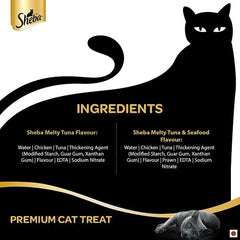 Me O Creamy Chicken & Liver and Sheba Tuna Flavor and Tuna & Prawn Maguro Selection Melty Premium Cat Treats Combo