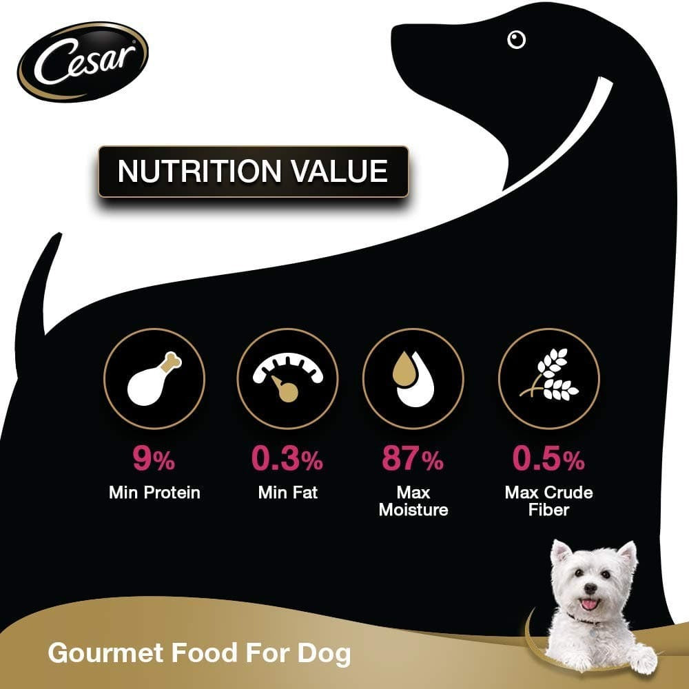 Henlo Chicken & Vegetable Baked Dry Food for Adult Dogs and Cesar Sasami & Vegetables in Jelly Adult Dog Wet Food Combo