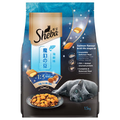 Sheba Skipjack & Salmon Fish Mix Cat Wet Food and Salmon Flavour Irresistible All Life Stages Cat Dry Food Combo