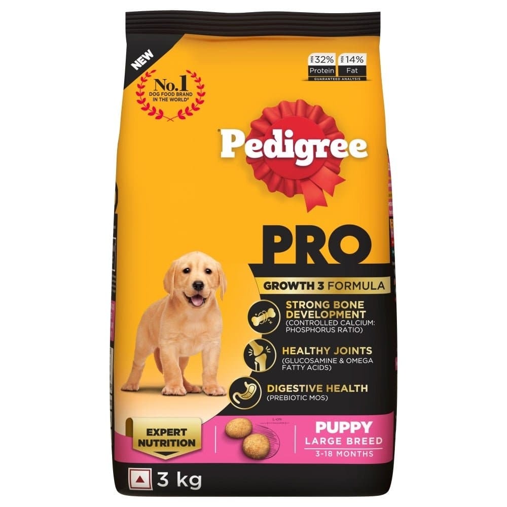 Pedigree PRO Expert Nutrition for Large Breed Puppy Dry and Chicken Chunks in Gravy Puppy Wet Food Combo