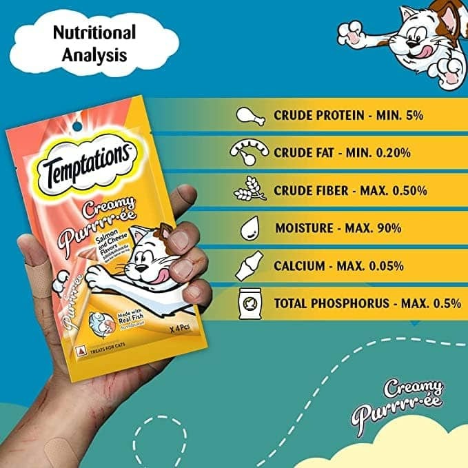 Temptations Creamy Purrrr ee Salmon & Cheese and Creamy Purrrr ee Chicken & Tuna Cat Treats Combo