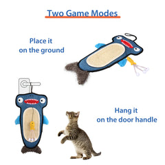 GiGwi Cat Scratcher with Catnip Alligator Toy for Cats (Blue)