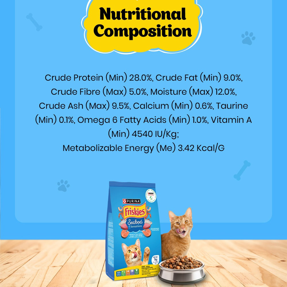 Friskies Seafood Cat Dry Food and Purina Felix Sardine with Jelly Adult Cat Wet Food Combo