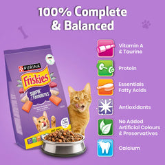 Friskies Surfin Cat Dry Food and Purina Felix Chicken with Jelly Adult Cat Wet Food Combo