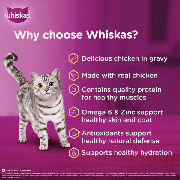 Whiskas Salmon in Gravy Meal and Chicken With Salmon Wakame Seaweed in Gravy Tasty Mix Adult Cat Wet Food Combo