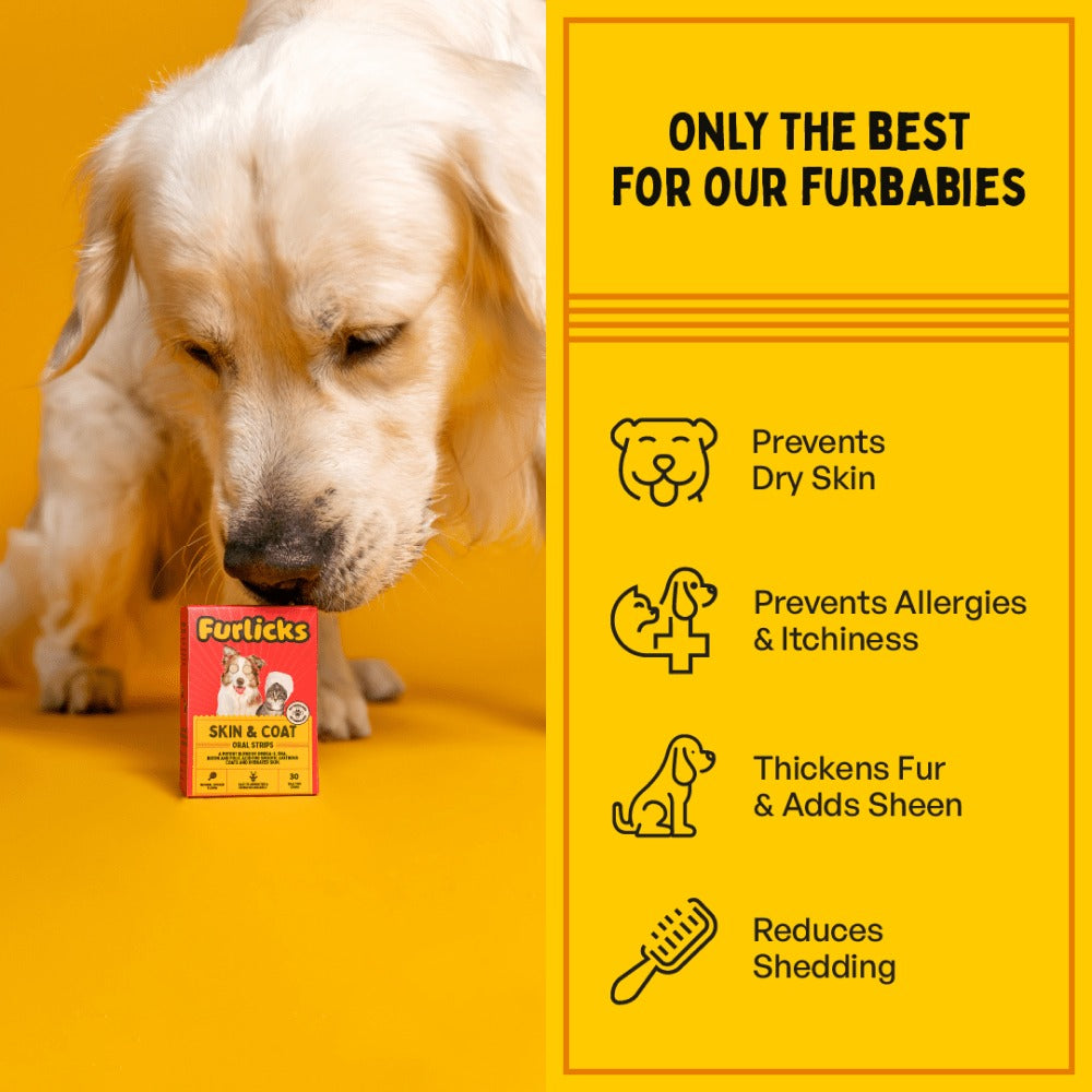 Furlicks Skin & Coat Supplement and Chip Chops Chicken and Codfish Rolls Treats Combo for Dogs