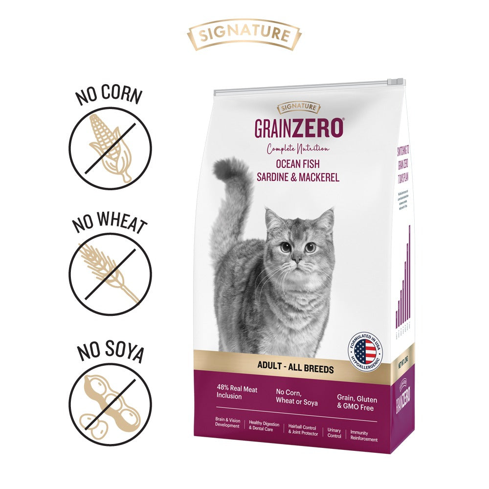 Signature Grain Zero Ocean Fish, Sardine and Mackerel Adult Cat Dry Food