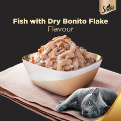 Sheba Fish with Dry Bonito, Maguro & Bream and Fish with Sasami Flake Premium Cat Wet Food Combo