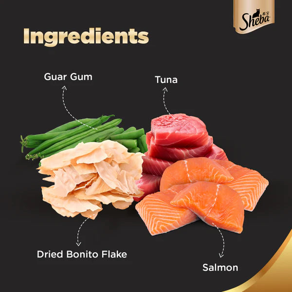 Sheba Skipjack & Salmon, Dry Bonito Flake and Maguro & Bream Fish Mix Premium Cat Wet Food Combo