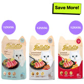 Bellotta Tuna in Gravy, Topping Shrimp in Jelly and Topping Shirasu in Jelly Cat Wet Food Combo