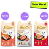Bellotta Topping Shrimp, Shirasu in Jelly and Tuna & Salmon in Gravy Cat Wet Food Combo