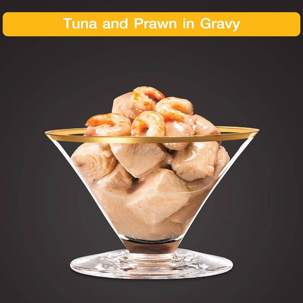 Sheba Tuna Fillet & Whole Prawns in Gravy Premium Cat Wet Food and Chicken Flavour Irresistible All Life Stage Cat Dry Food Combo