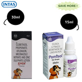 Intas Pomisol Ear Drops (15ml) and Kiskin Lotion (30ml) for Dogs & Cats Combo