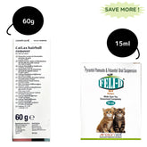 Vetina Cat Laxative (60g) and Areion Vet Feli D Deworming Suspension (15ml) Combo
