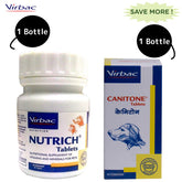 Virbac Canitone Tablets (30 tablets) and Nutrich Tablets (30 Tablets) for Dogs & Cats Combo
