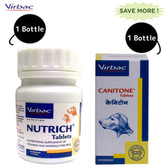 Virbac Canitone Tablets (30 tablets) and Nutrich Tablets (30 Tablets) for Dogs & Cats Combo
