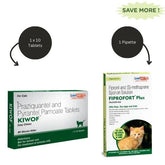 Savavet Kiwof Cat Deworming Tablet (10 tablets) and Savavet Fiprofort Plus (Fipronil) Tick & Flea Control Spot On for Cats Combo