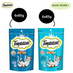 Temptations Tempting Tuna and Savoury Salmon Flavour Cat Treats Combo