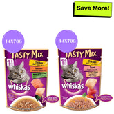 Whiskas Chicken With Tuna & Carrot and Salmon Wakame Seaweed in Gravy Tasty Mix Adult Cat Wet Food Combo