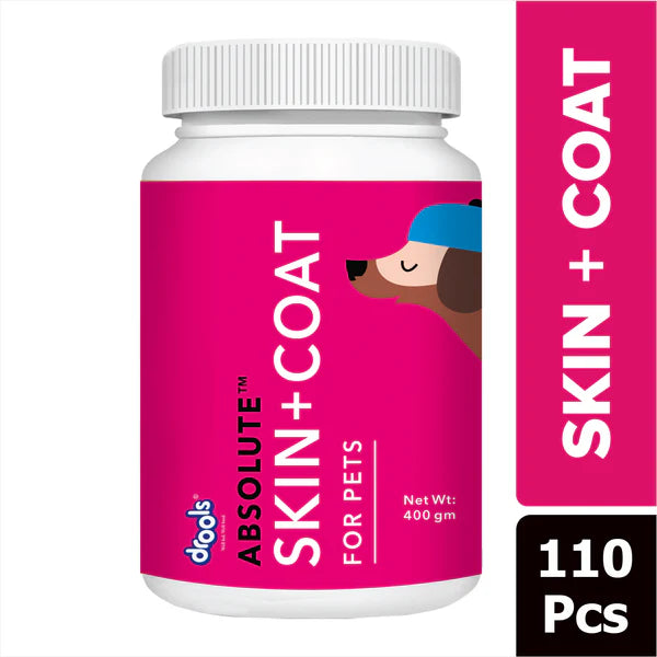 Drools Absolute Skin & Coat and Absolute Calcium Dog Supplement Tablets Combo