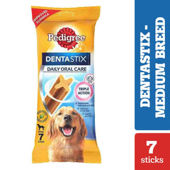 Pedigree Dentastix Oral Care Treats for Adult Medium Breeds (10-25 kg), Fofos Flexy yellow & grey Ultra Bounce Ball Toy & Basil Squeaky Orange Rubber Ball Toy Combo for Dogs