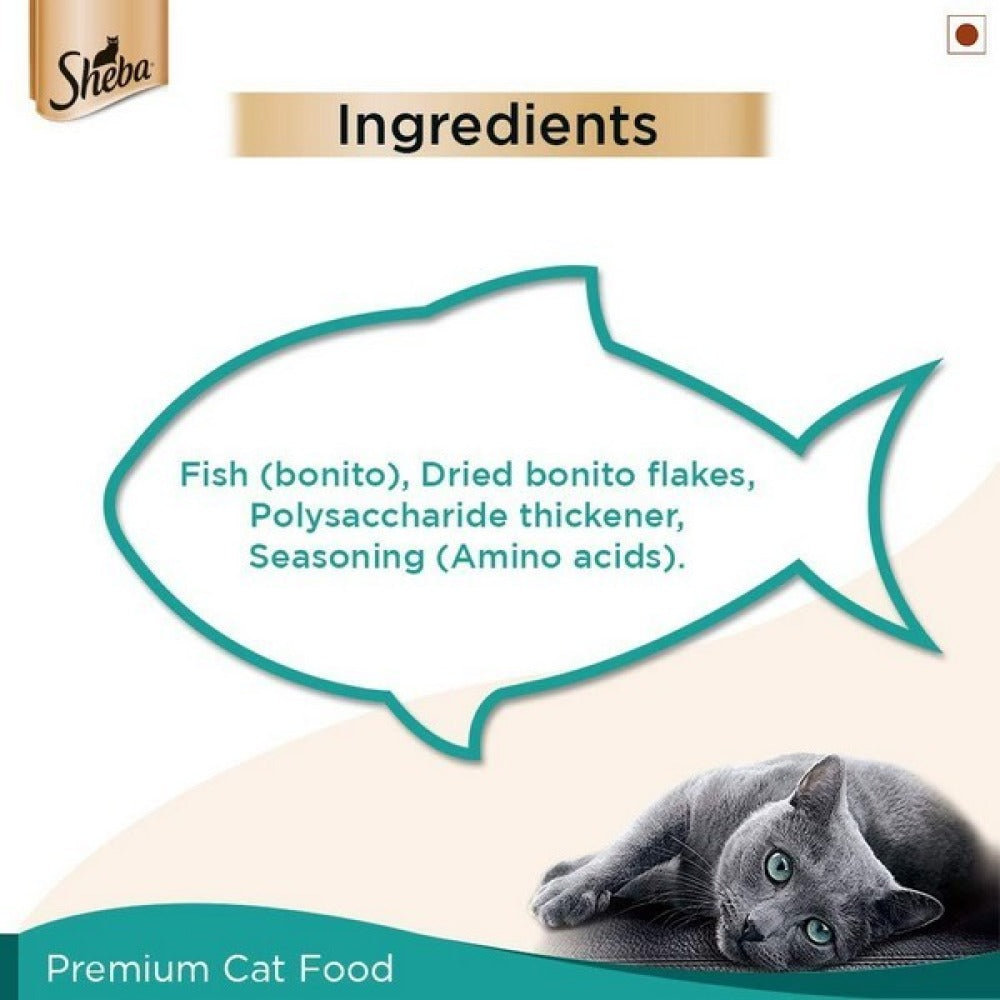 Sheba Fish with Dry Bonito Flake, Skipjack & Salmon Fish, Maguro & Bream Fish Mix and Fish with Sasami Cat Wet Food Combo