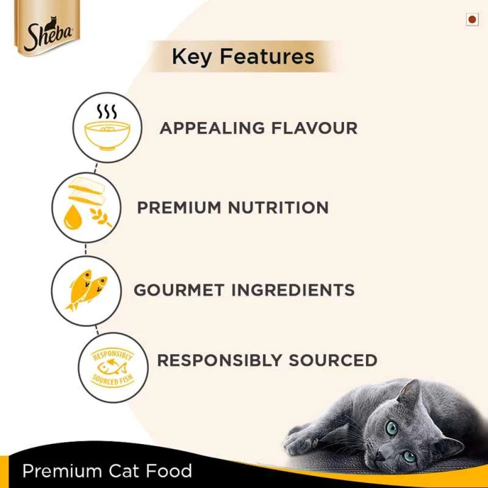 Sheba Complete Nutrition Succulent Chicken Breast In Gravy Cat Wet Food and Chicken Flavour Irresistible All Life Stage Cat Dry Food Combo