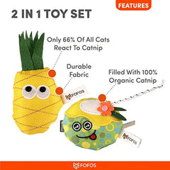 Barkbutler x Fofos Summer Juice with Pineapple Interactive Toy for Cats (Yellow)