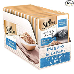 Sheba Skipjack Salmon Fish and Maguro Bream Fish Premium Cat Wet Food Combo