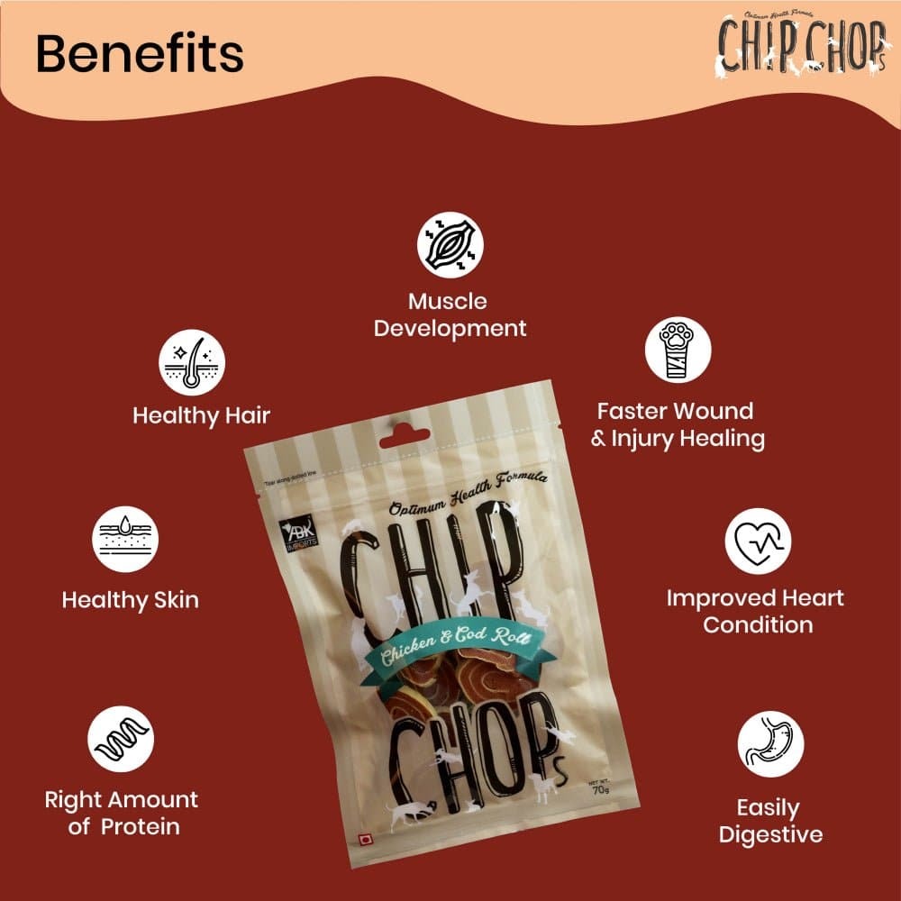 Furlicks Skin & Coat Supplement and Chip Chops Chicken and Codfish Rolls Treats Combo for Dogs