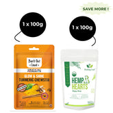 Healing Leaf Hemp Hearts and Bark Out Loud Glow and Shine Turmeric Chew Stix for Dogs and Cats Combo