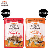 Kennel Kitchen Supreme Cuts Chicken Liver with Pumpkin and Chicken with Pumpkin Gravy Adults & Puppy Dog Wet Food (All Life stages) Combo