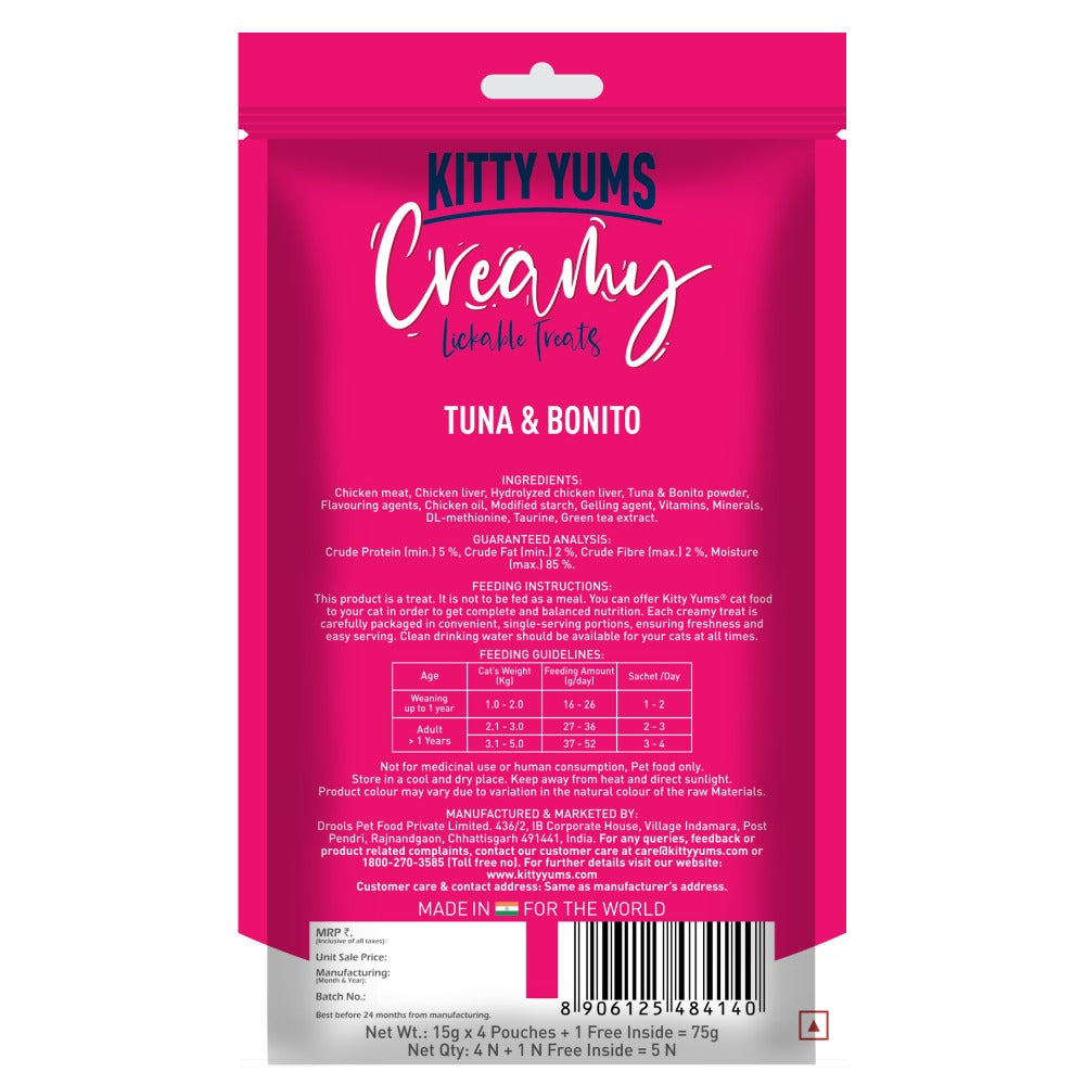 Kitty Yums Seafood Medley, Tuna & Bonito and Salmon & Skipjack Creamy Cat Treats Combo