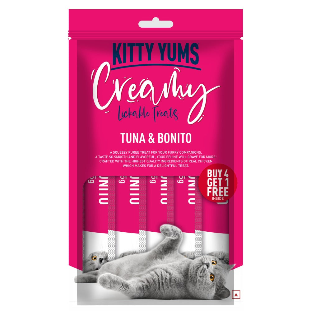 Kitty Yums Seafood Medley, Tuna & Bonito and Salmon & Skipjack Creamy Cat Treats Combo