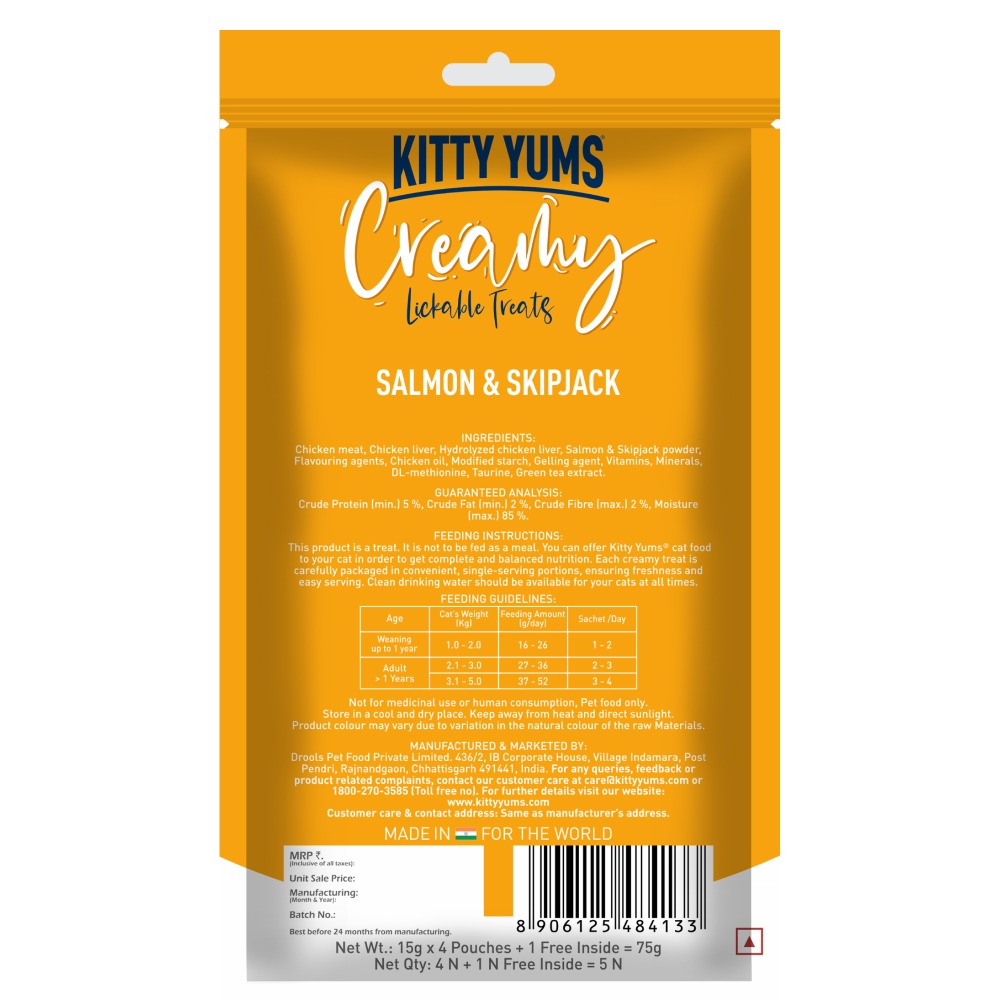Kitty Yums Salmon & Skipjack and Crab & Chicken Creamy Cat Treats Combo