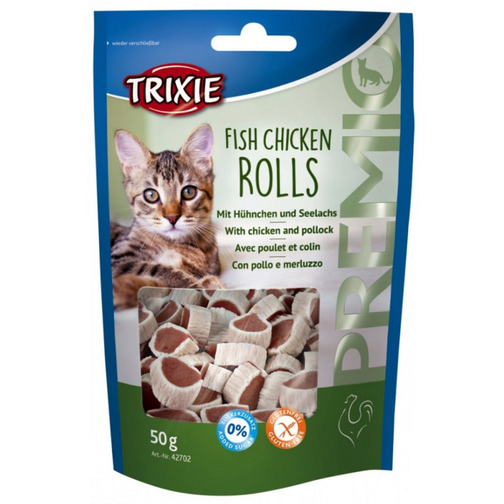 Trixie Premio Trainer Snack Mini Fish Nuggets and Fish and Chicken Rolls Cat Treats Combo