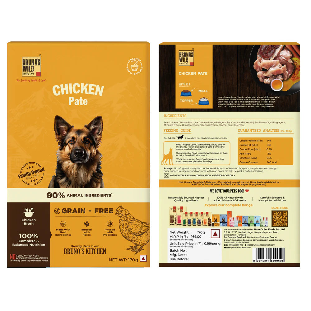 Bruno's Wild Essentials Chicken Pate Dog Wet Food