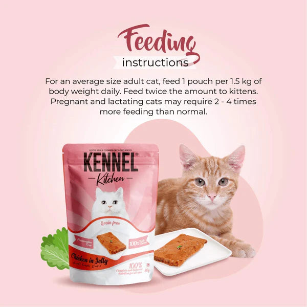 Kennel Kitchen Chicken in Jelly Wet Food and Creameroo Chicken with Mackerel Creamy Treats for Cats Combo