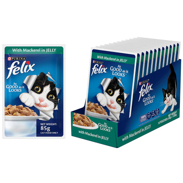 Purina Felix Mackerel with Jelly and Chicken with Jelly Adult Cat Wet Food Combo