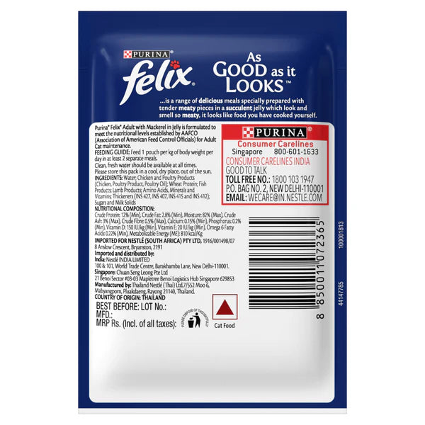 Purina Felix Mackerel with Jelly and Chicken with Jelly Adult Cat Wet Food Combo