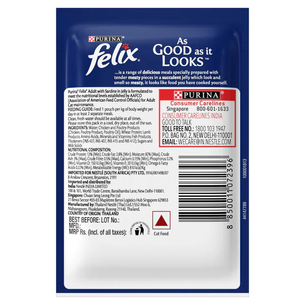 Purina Felix Sardine with Jelly Complete and Balanced Adult Cat Wet Food